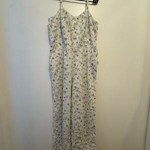 Old Navy Floral Jumpsuit - White and Blue